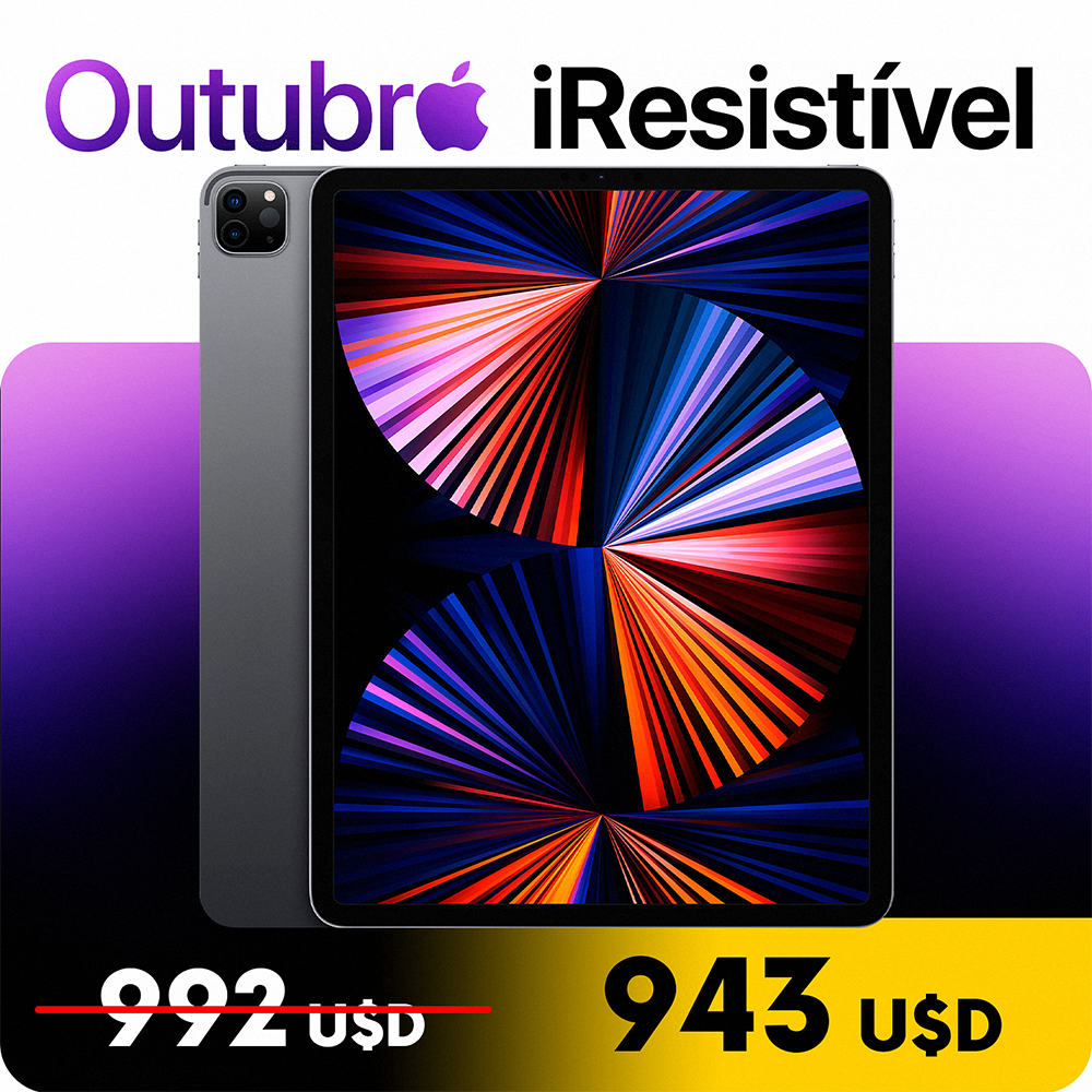 iPad Pro 5th 2021 MHNK3LL/A 512GB / Wi-Fi / M1-Chip / Tela de 12.9 / Cam 12+10MP/12MP iPadOS - Space Gray
